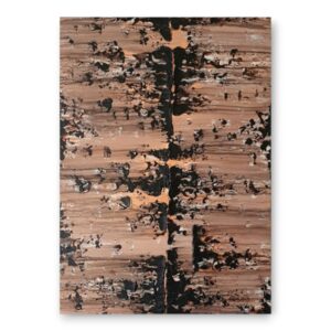 Sentiments - tableau d'une peinture abstraite réalisée par l'artiste peintre belge Laetitia Nemery. Peinture sur toile dans les tons beige et noir, fort contrastes et effets de texture. Oeuvre de galerie d'art en ligne.
