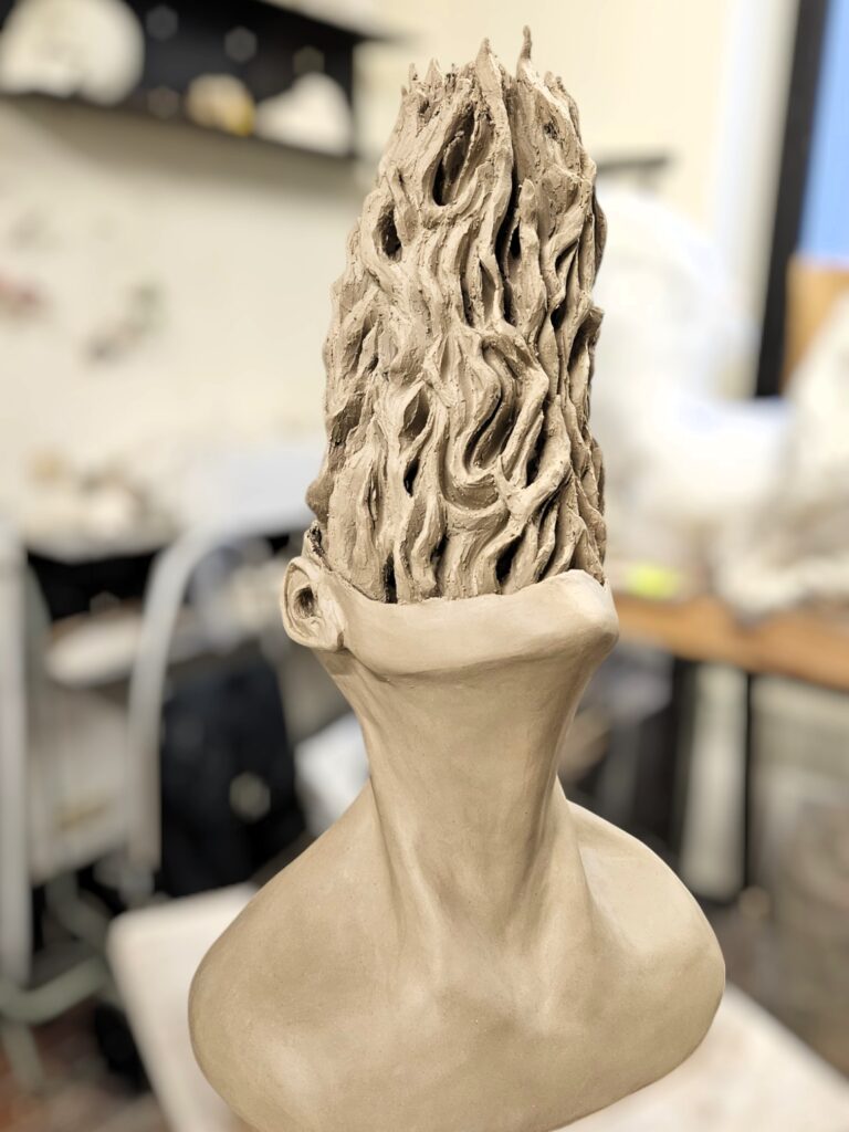 sculpture artiste belge laetitia nemery, surréalisme portrait bruxelles