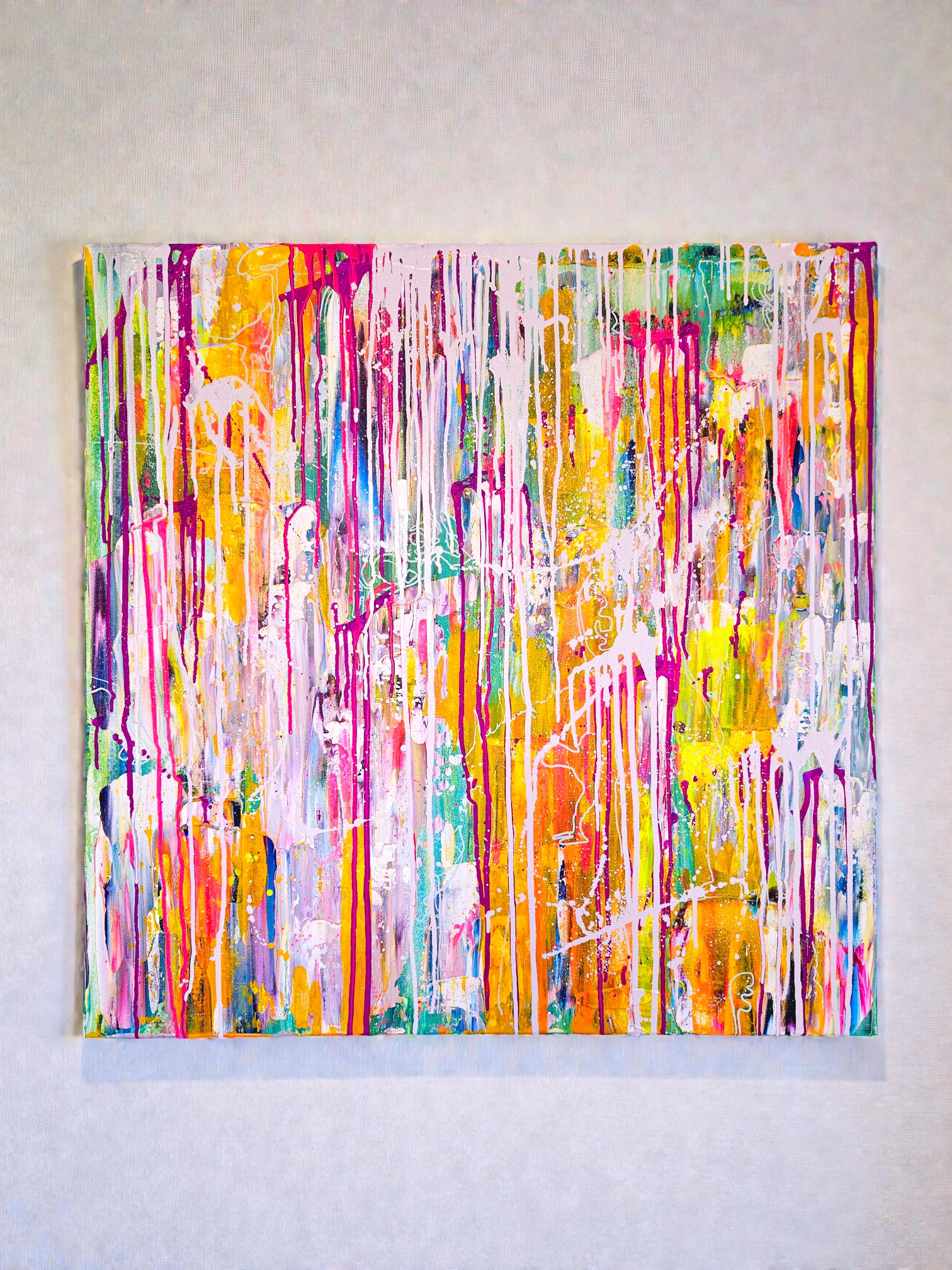 Impulsion, oeuvre tableau peinture abstraite coloré par artiste contemporaine belge Laetitia Nemery Bruxelles